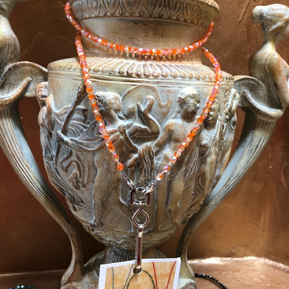 💥 SALE💥Orange Shimmer Czech Glass Convertible Necklace